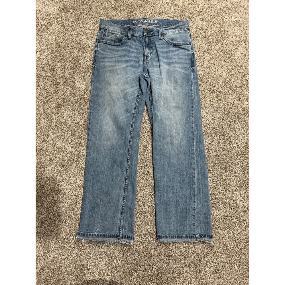 Cody James Mens Straight Leg Jeans Medium Wash Frayed Hem 30x32 (Fits 32x28)